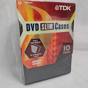 NEW - TDK 10 PACK Durable DVD Slim Cases Storage
